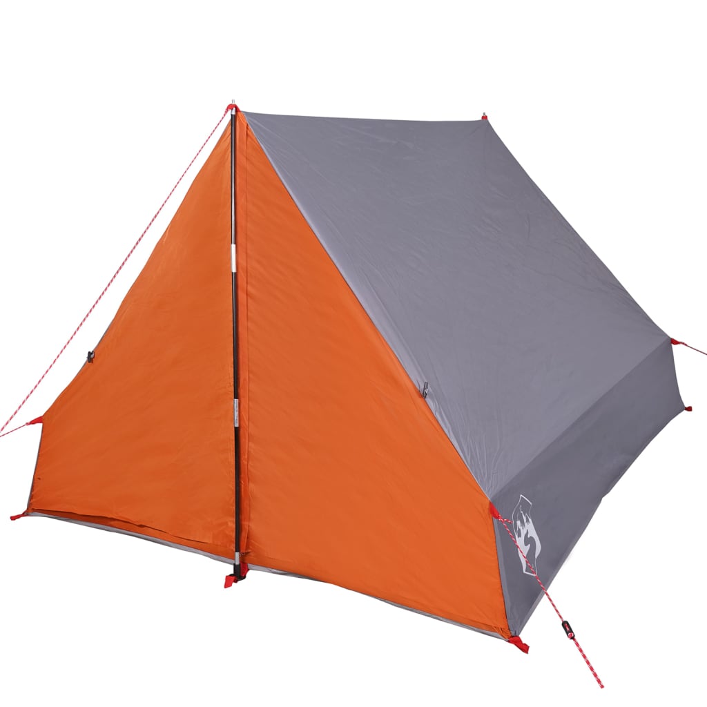 Cort camping cu cadru A 2 persoane, gri/portocaliu, impermeabil