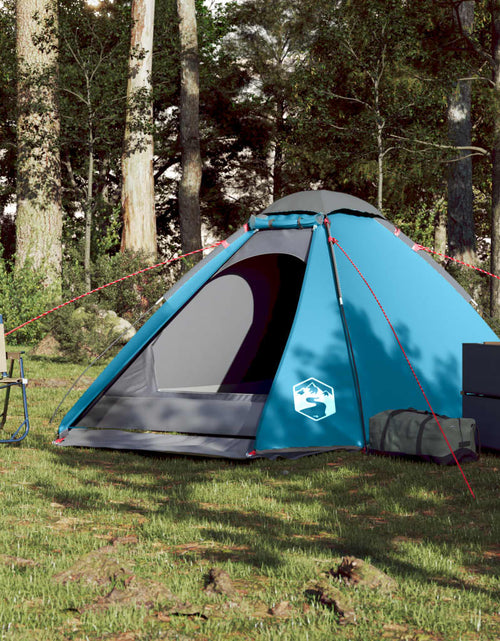 Загрузите изображение в средство просмотра галереи, Cort de camping cupolă pentru 4 persoane, albastru, impermeabil
