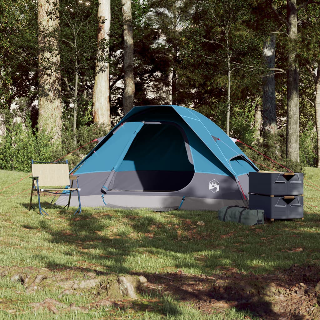 Cort de camping cupolă pentru 2 persoane, albastru, impermeabil