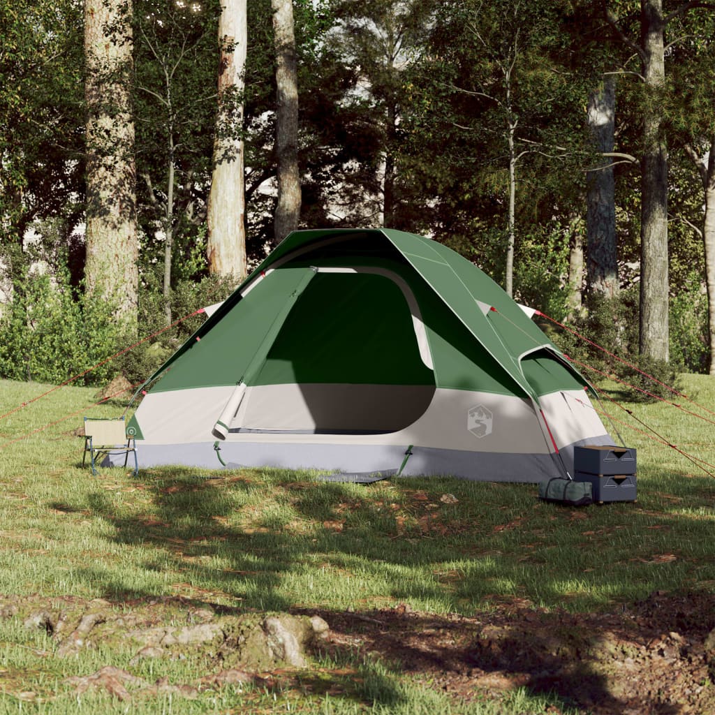 Cort de camping cupolă pentru 6 persoane, verde, impermeabil