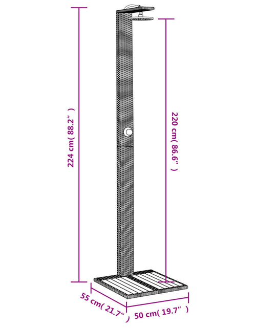 Загрузите изображение в средство просмотра галереи, Duș de exterior, bej, 50x55x224 cm, poliratan și lemn acacia
