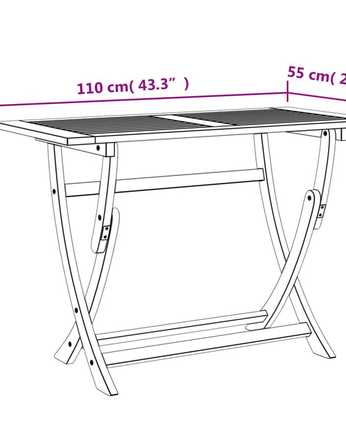Încărcați imaginea în vizualizatorul Galerie, Masă de grădină pliabilă, 110x55x75 cm, lemn masiv de acacia
