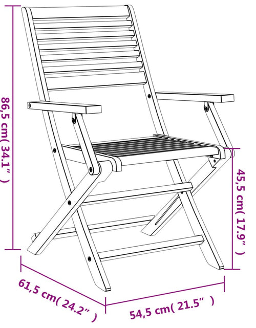 Încărcați imaginea în vizualizatorul Galerie, Scaune grădină pliante 2 buc 54,5x61,5x86,5cm lemn masiv acacia
