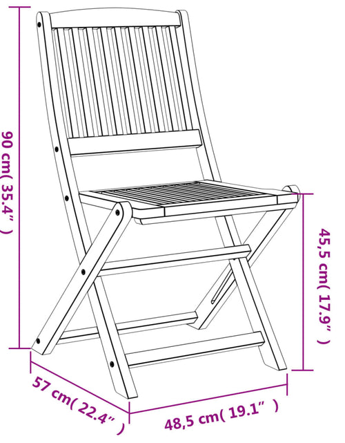 Încărcați imaginea în vizualizatorul Galerie, Scaune grădină pliante 2 buc. 57x48,5x90 cm lemn masiv acacia
