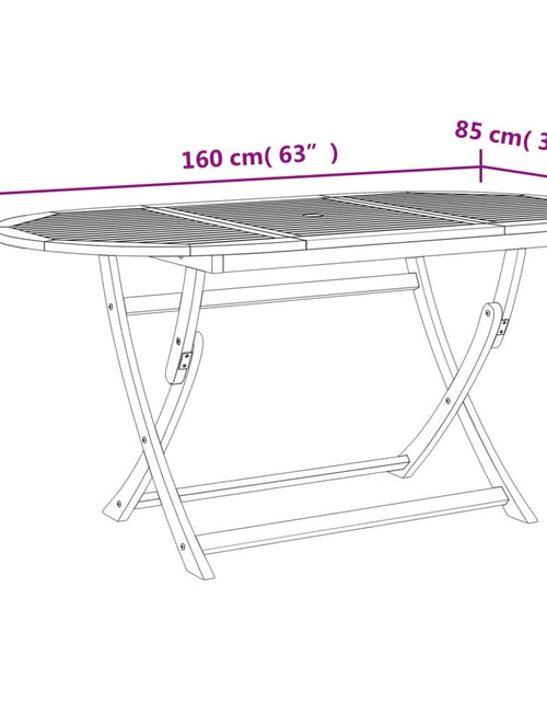 Загрузите изображение в средство просмотра галереи, Masă de grădină pliabilă, 160x85x75 cm, lemn masiv de acacia
