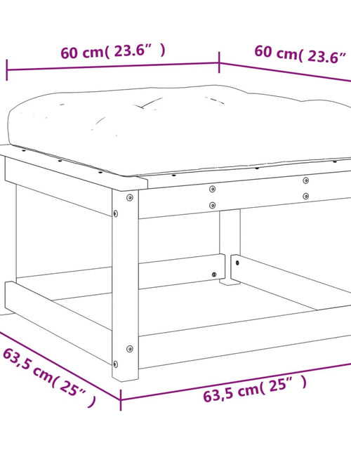 Încărcați imaginea în vizualizatorul Galerie, Taburet de grădină cu perne, lemn de pin tratat
