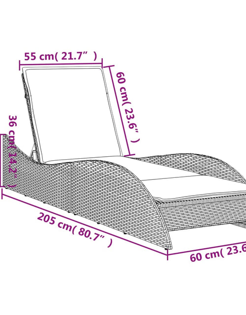 Загрузите изображение в средство просмотра галереи, Șezlong cu pernă, gri, 60x205x73 cm, poliratan
