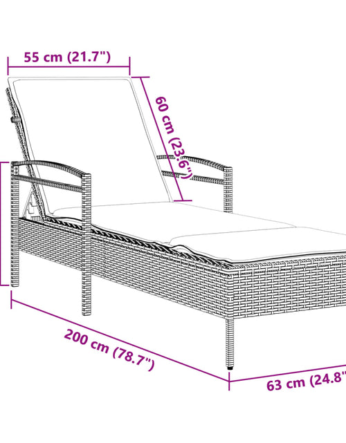 Încărcați imaginea în vizualizatorul Galerie, Șezlong cu pernă, maro, 63x200x81 cm, poliratan
