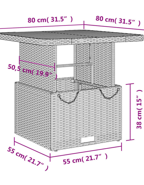 Încărcați imaginea în vizualizatorul Galerie, Masă de grădină, bej, 80x80x71 cm, poliratan și lemn de acacia
