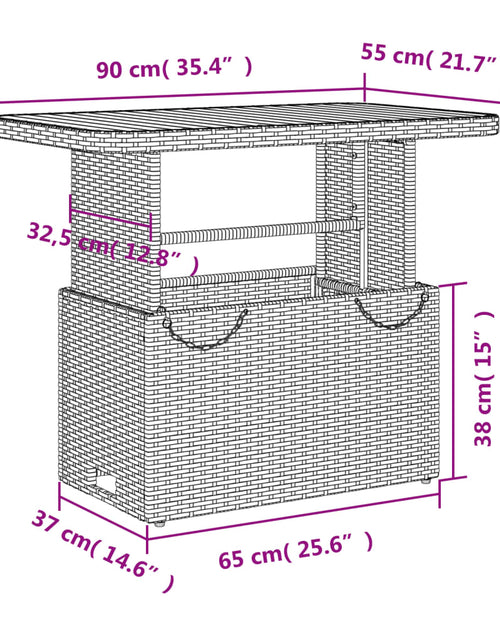 Încărcați imaginea în vizualizatorul Galerie, Masă de grădină, bej, 90x55x71 cm, poliratan și lemn de acacia
