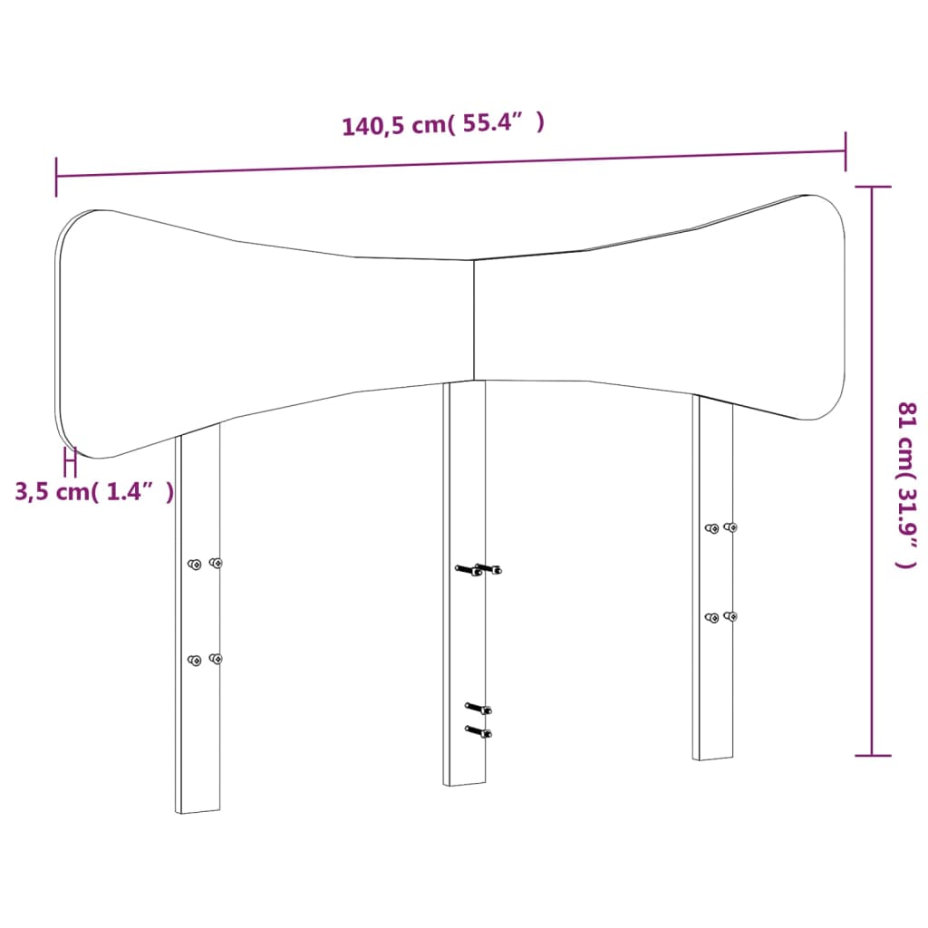 Tăblie de pat, 135 cm, lemn masiv de pin