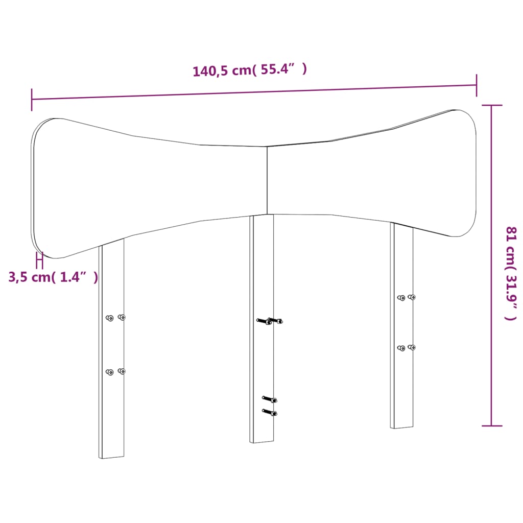 Tăblie de pat, alb, 135 cm, lemn masiv de pin