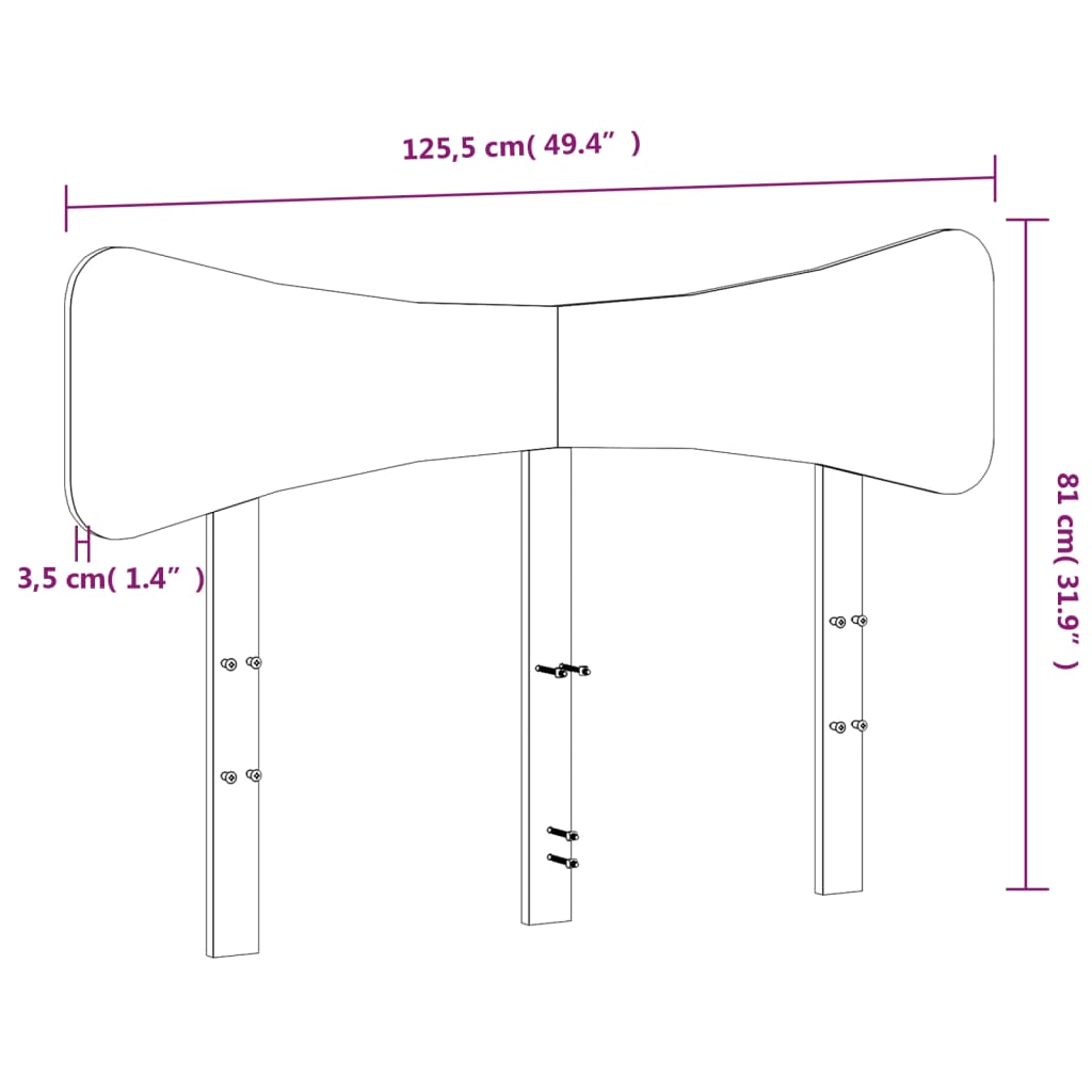 Tăblie de pat, 120 cm, lemn masiv de pin