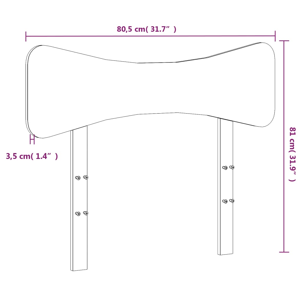 Tăblie de pat, 75 cm, lemn masiv de pin