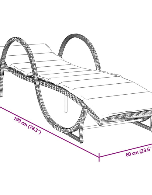 Încărcați imaginea în vizualizatorul Galerie, Șezlong cu pernă, maro, 60x199x42 cm, poliratan
