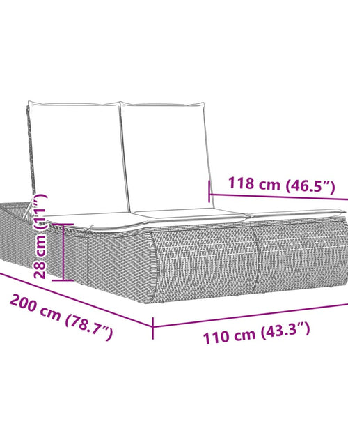 Încărcați imaginea în vizualizatorul Galerie, Șezlong dublu cu perne, maro, poliratan
