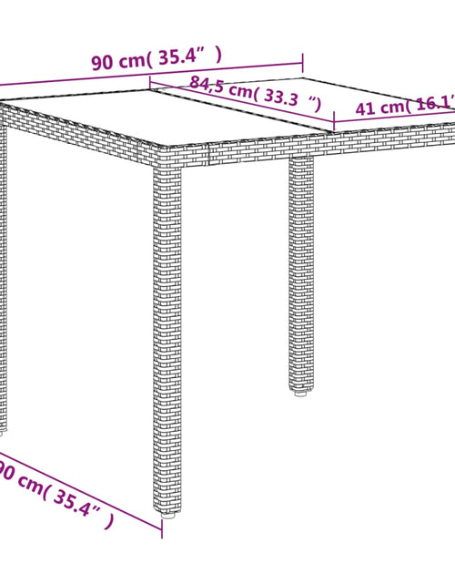 Încărcați imaginea în vizualizatorul Galerie, Masă grădină cu blat din sticlă, alb, 90x90x75 cm, poliratan
