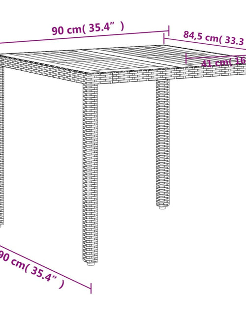 Загрузите изображение в средство просмотра галереи, Masă de grădină, bej, 90x90x75 cm, poliratan și lemn acacia
