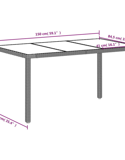 Încărcați imaginea în vizualizatorul Galerie, Masă grădină blat din sticlă gri deschis 150x90x75 cm poliratan
