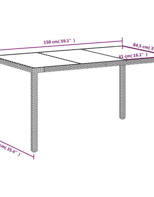 Încărcați imaginea în vizualizatorul Galerie, Masă grădină cu blat din sticlă, alb, 150x90x75 cm, poliratan
