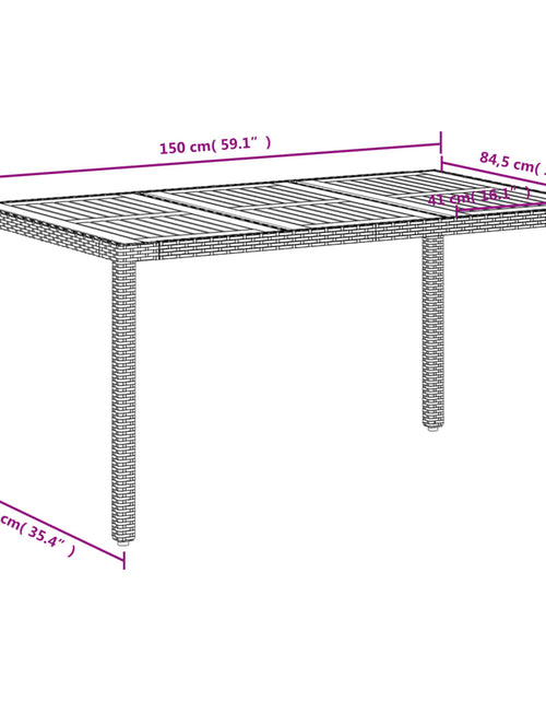 Încărcați imaginea în vizualizatorul Galerie, Masă de grădină, bej, 150x90x75 cm, poliratan și lemn acacia
