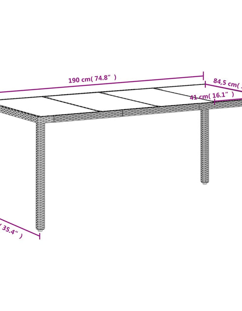 Загрузите изображение в средство просмотра галереи, Masă grădină cu blat din sticlă, alb, 190x90x75 cm, poliratan
