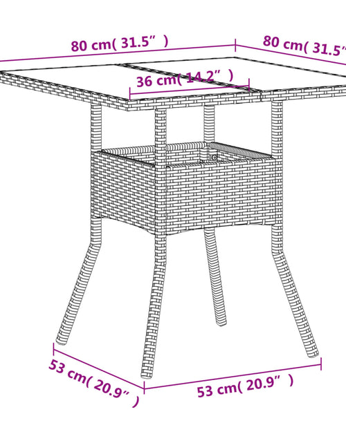 Încărcați imaginea în vizualizatorul Galerie, Masă de grădină cu blat din sticlă, alb, 80x80x75 cm, poliratan
