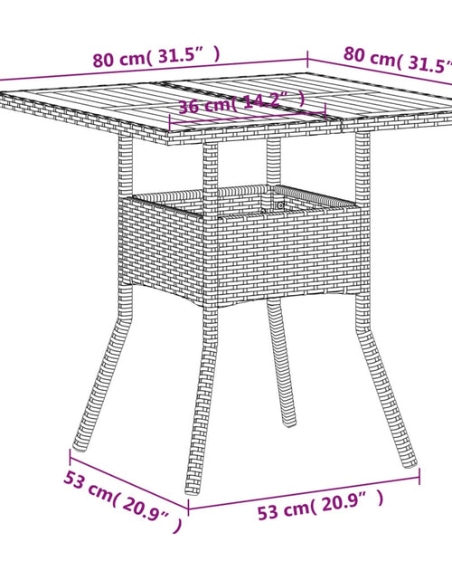 Încărcați imaginea în vizualizatorul Galerie, Masă de grădină, bej, 80x80x75 cm, poliratan și lemn acacia
