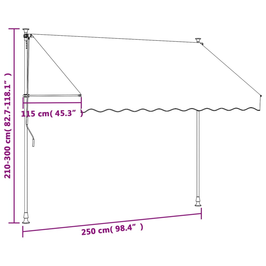 Copertină retractabilă, antracit, 250x150 cm, țesătură și oțel