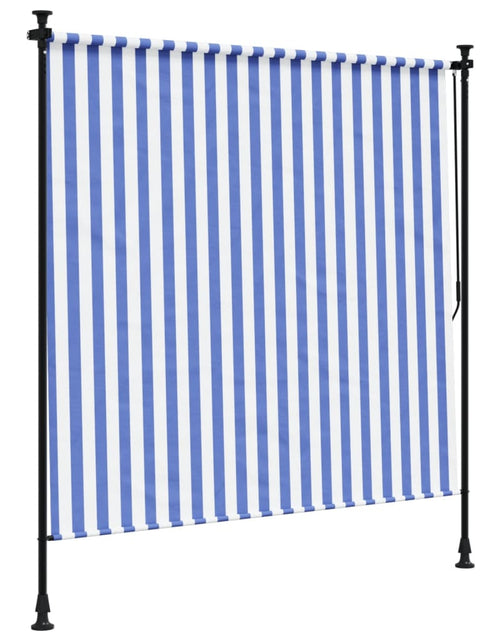Încărcați imaginea în vizualizatorul Galerie, Jaluzea rulou de exterior albastru/alb 150x270 cm țesătură/oțel
