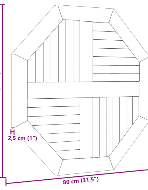 Încărcați imaginea în vizualizatorul Galerie, Blat de masă, 80x80x2,5 cm, octogonal, lemn masiv de tec
