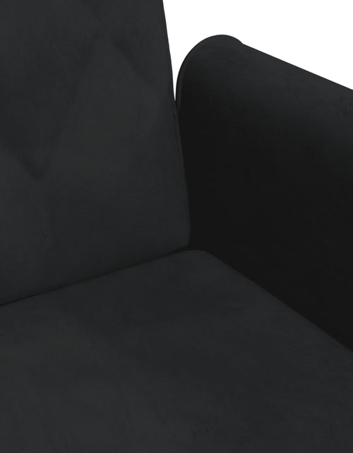 Încărcați imaginea în vizualizatorul Galerie, Canapea extensibilă cu pernuță și taburet 2locuri negru catifea

