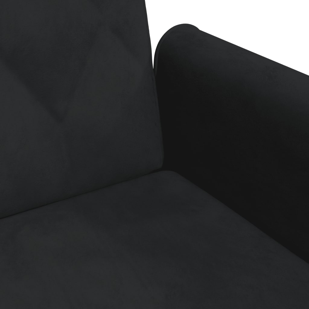 Canapea extensibilă cu pernuță și taburet 2locuri negru catifea
