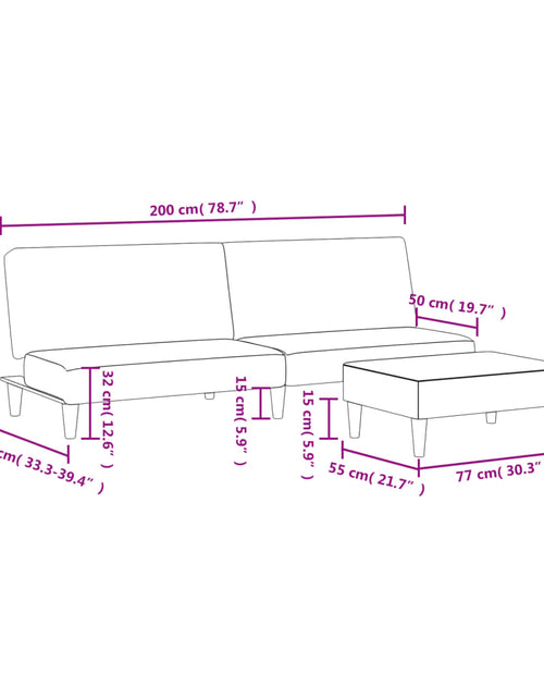 Încărcați imaginea în vizualizatorul Galerie, Canapea extensibilă cu taburet, 2 locuri, negru, catifea - Lando
