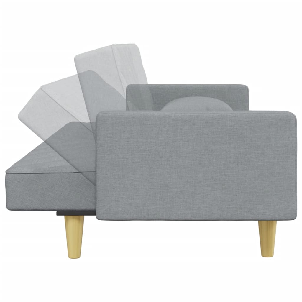 Canapea extensibilă cu pernuță și taburet 2 locuri gri textil