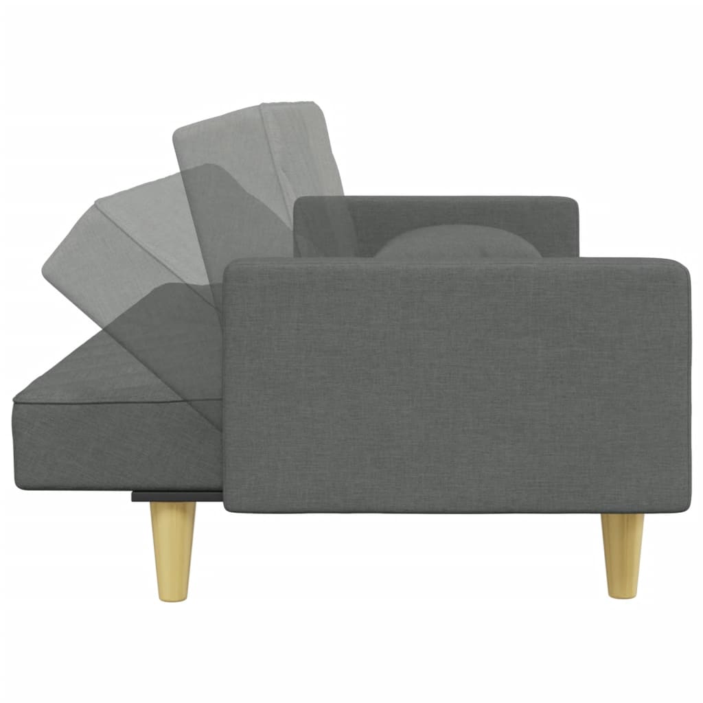 Canapea extensibilă 2 locuri/perne/taburet, gri închis, textil - Lando