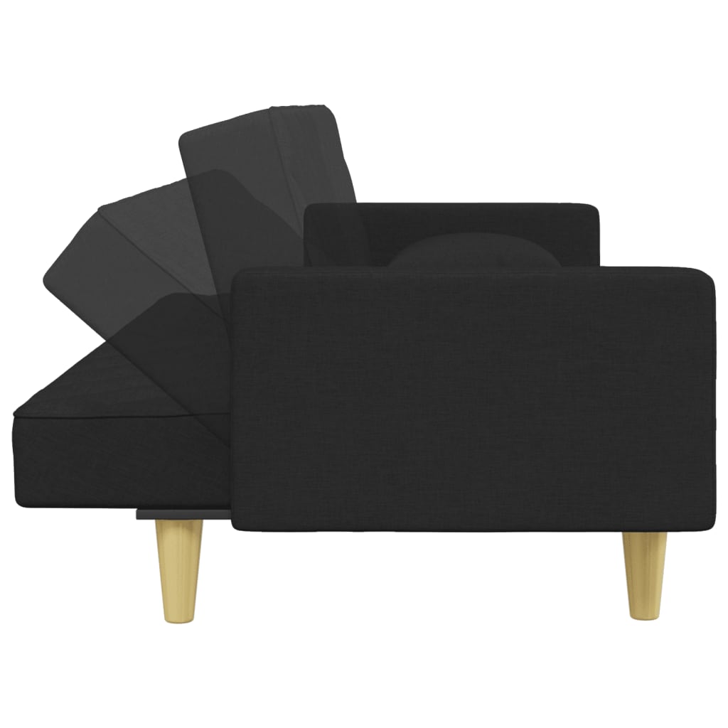Canapea extensibilă cu pernuță și taburet 2locuri negru textil