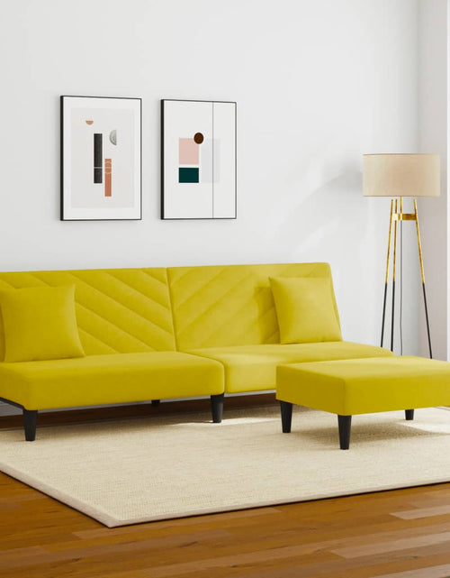 Încărcați imaginea în vizualizatorul Galerie, Set de canapele cu perne, 2 piese, galben, catifea - Lando
