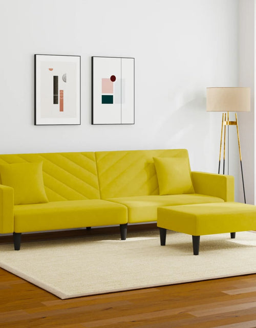 Încărcați imaginea în vizualizatorul Galerie, Set de canapele cu perne, 2 piese, galben, catifea - Lando
