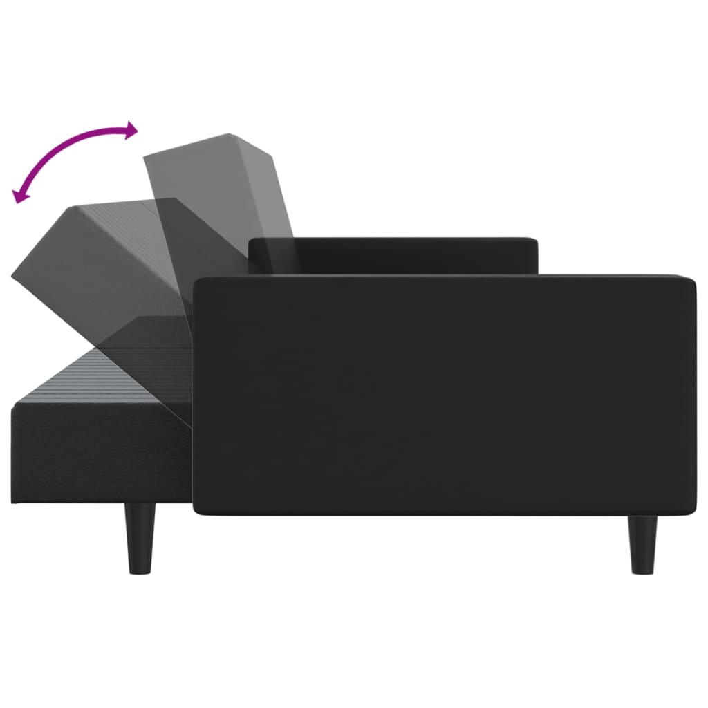 Set de canapele, 2 piese, negru, piele ecologică