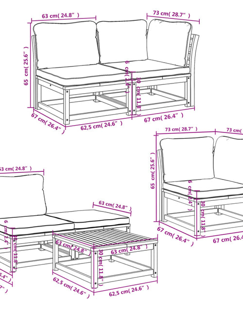 Загрузите изображение в средство просмотра галереи, Set mobilier grădină cu perne, 6 piese, lemn masiv acacia
