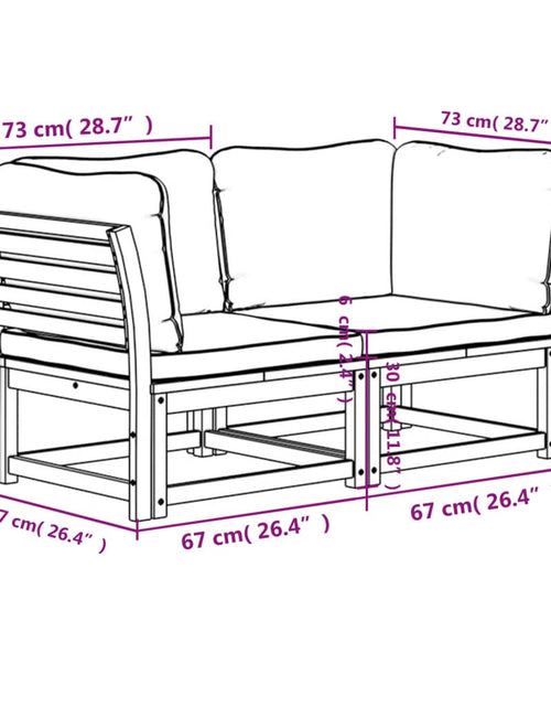 Загрузите изображение в средство просмотра галереи, Canapea de grădină cu perne, 2 locuri, lemn masiv de acacia
