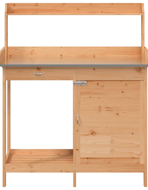 Încărcați imaginea în vizualizatorul Galerie, Masă plantare cu dulap, maro, 110,5x45x124,5 cm lemn masiv brad - Lando
