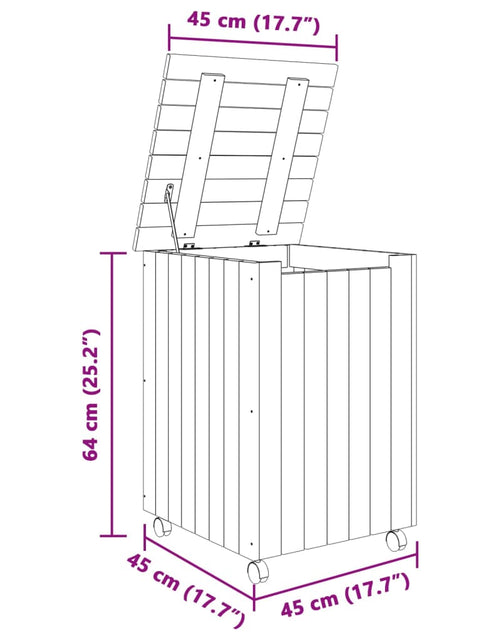 Загрузите изображение в средство просмотра галереи, Coș de rufe cu roți „RANA”, alb, 45x45x64 cm, lemn masiv de pin
