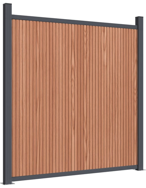 Încărcați imaginea în vizualizatorul Galerie, Panouri de gard cu 2 stâlpi, maro, 180x186 cm, WPC - Lando
