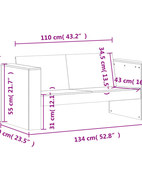 Încărcați imaginea în vizualizatorul Galerie, Canapea de grădină cu 2 locuri, 134x60x62 cm lemn masiv douglas
