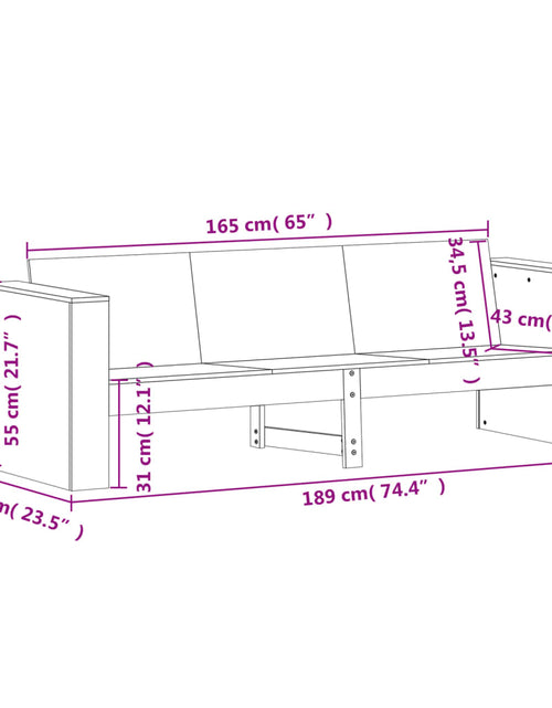 Încărcați imaginea în vizualizatorul Galerie, Canapea de grădină cu 3 locuri, 189x60x62 cm lemn masiv douglas
