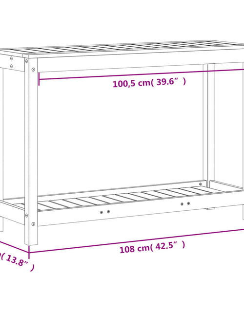 Încărcați imaginea în vizualizatorul Galerie, Masă de plantare cu raft, 108x35x75 cm, lemn de pin tratat - Lando
