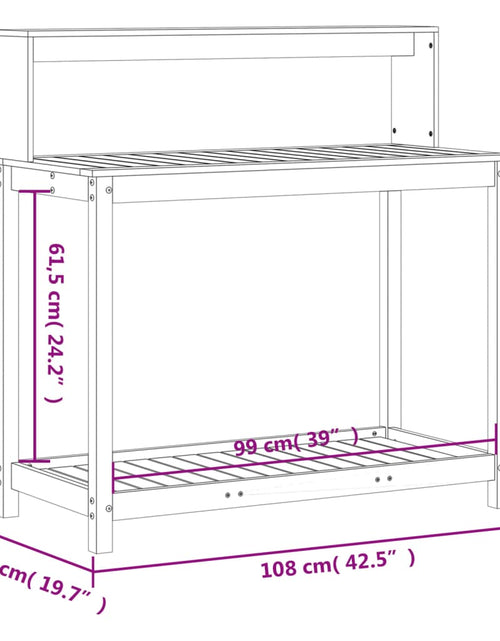 Încărcați imaginea în vizualizatorul Galerie, Masă de plantare cu rafturi alb 108x50x109,5 cm lemn masiv pin
