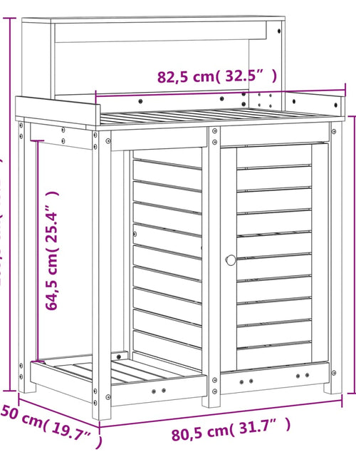 Încărcați imaginea în vizualizatorul Galerie, Masă de plantare cu rafturi, 82,5x50x109,5 cm, lemn masiv pin
